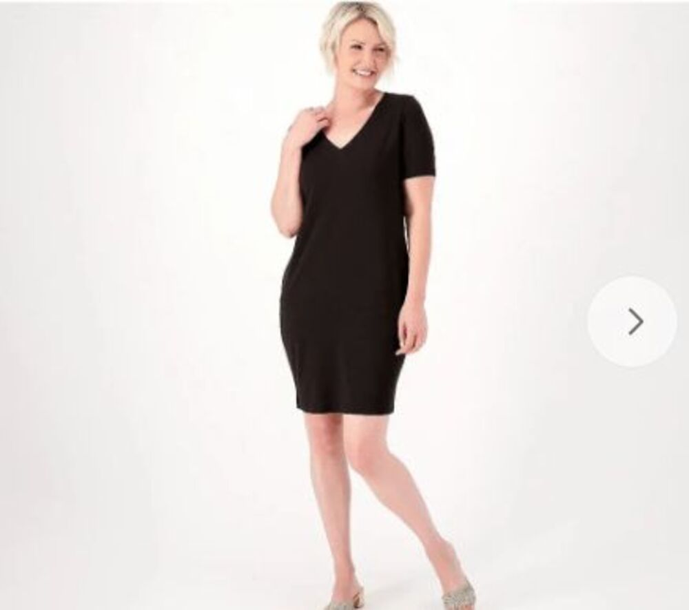 Universal Standard V Neck T Shirt Dress Black short sleeve oversized medium NEW